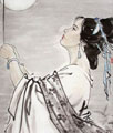 收藏艺术报,蒋为民作品:挂历《绝代风华》之4.貂禅拜月 206×70cm